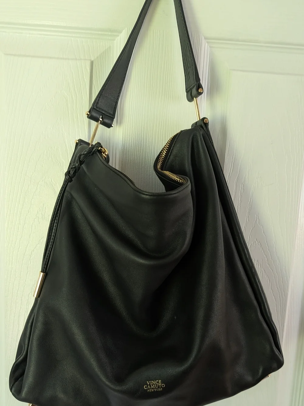 Vince Camuto Josie Black Leather Hobo Bag